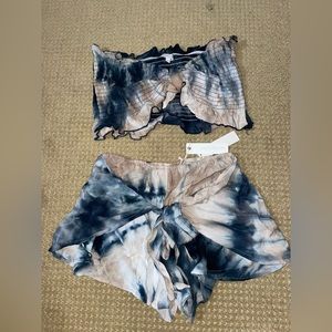 Olivaceous bandeau and shorts set